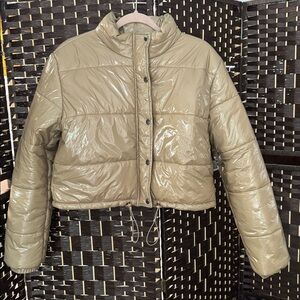 Women's Shiny Tan Puffer Jacket Size L